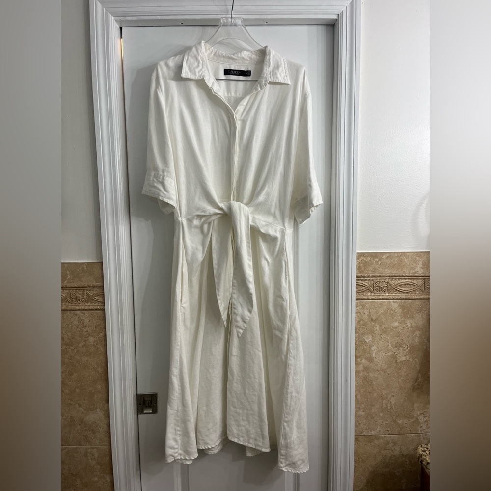 Lauren White Linen Shirt Dress